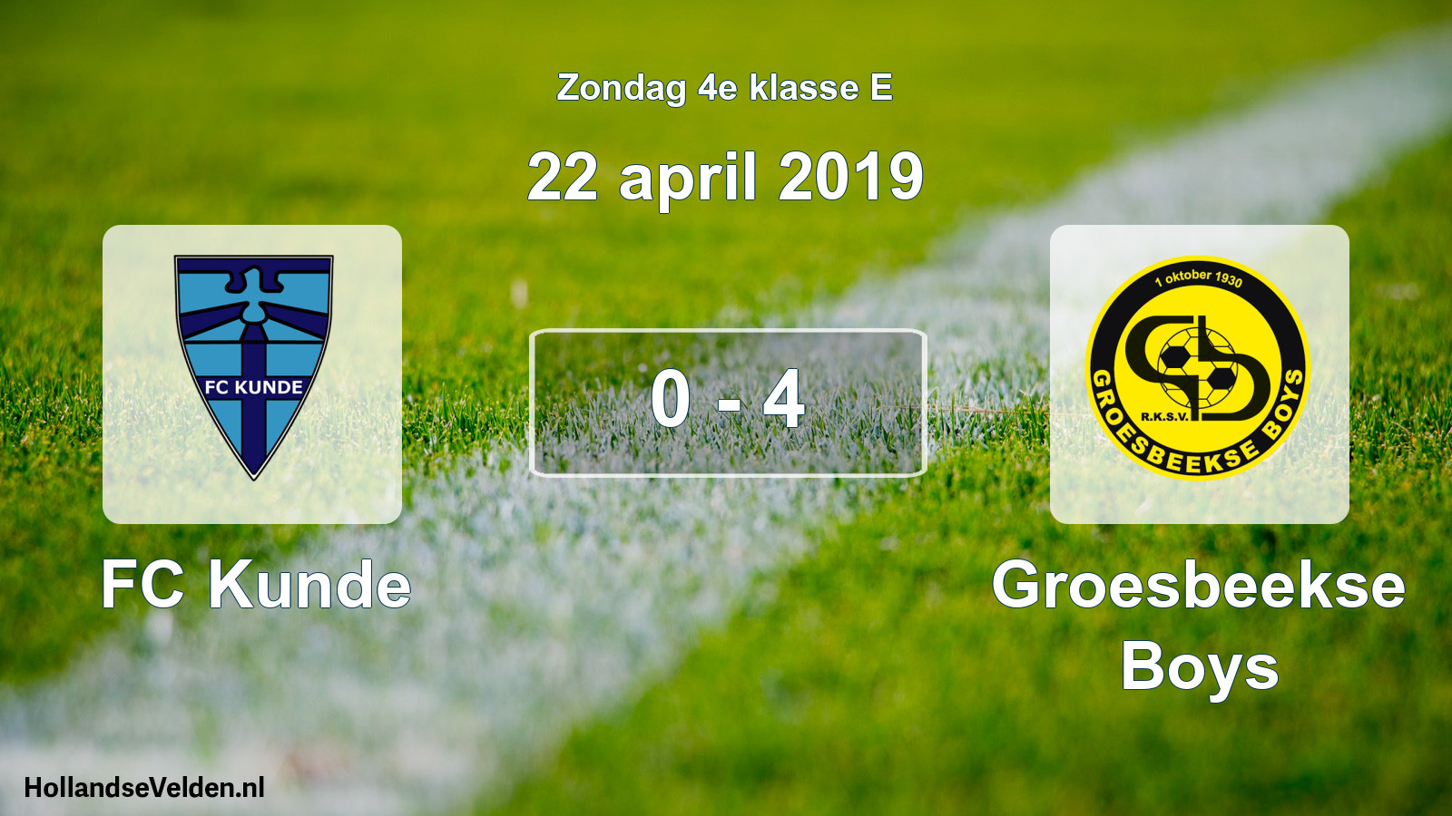 Total number of matches played: FC Kunde - Groesbeekse Boys 0 - 4 (22 April 2019)