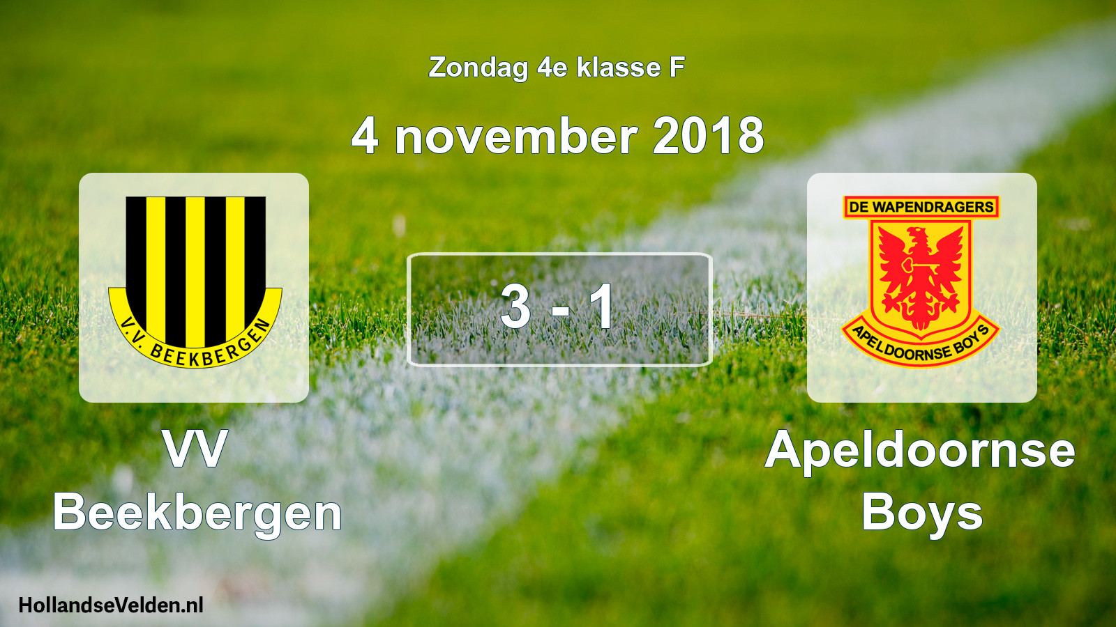 Total number of matches played: VV Beekbergen - Apeldoornse Boys 3 - 1 (4 November 2018)