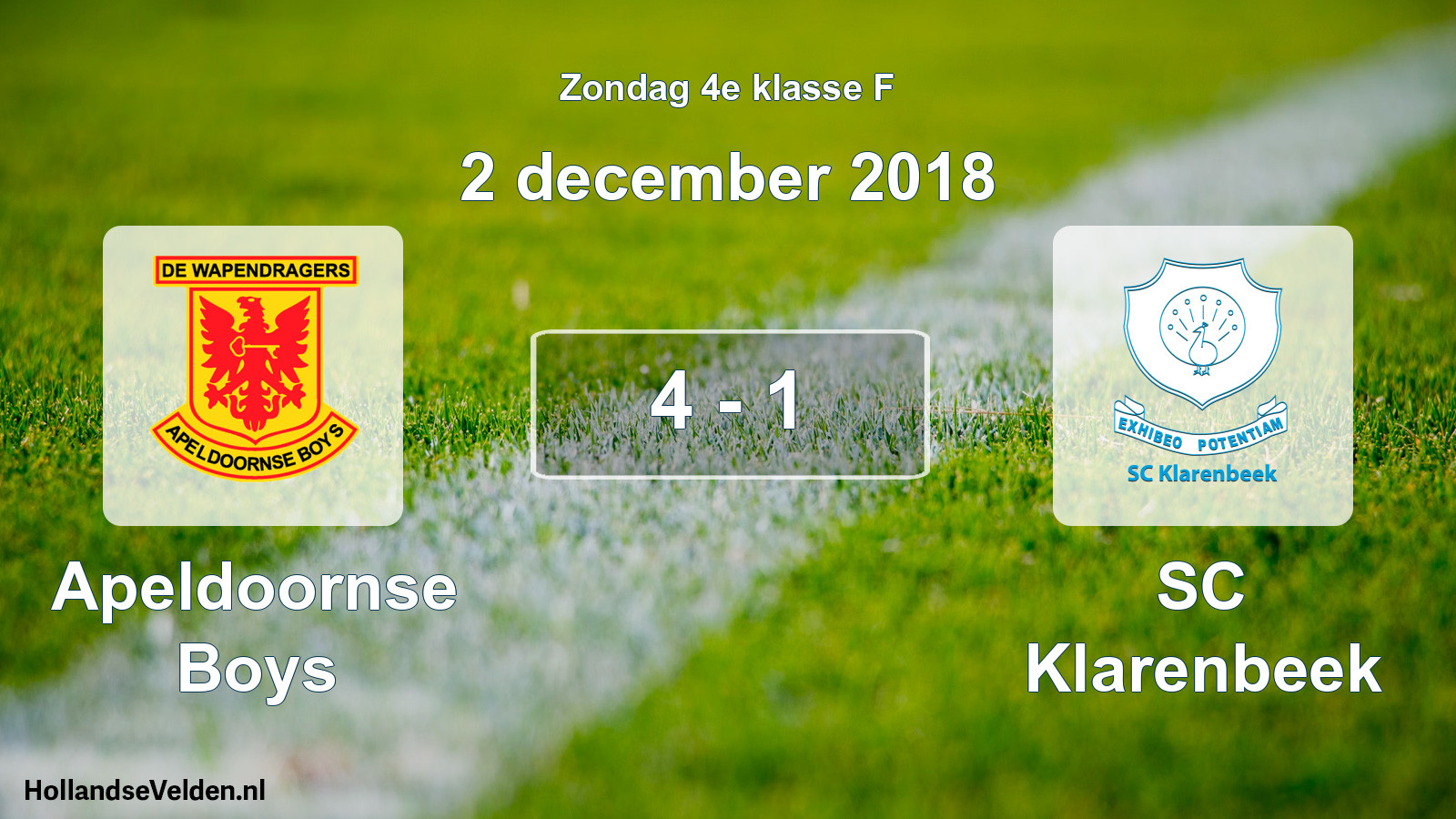Total number of matches played: Apeldoornse Boys - SC Klarenbeek 4 - 1 (2 December 2018)