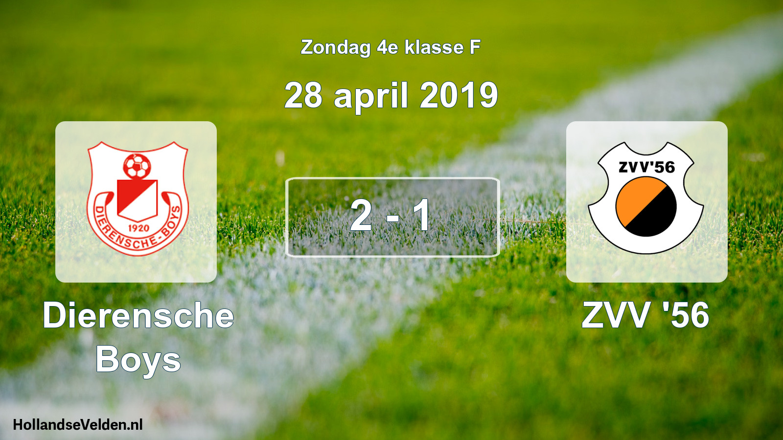 Total number of matches played: Dierensche Boys - ZVV '56 2 - 1 (28 April 2019)