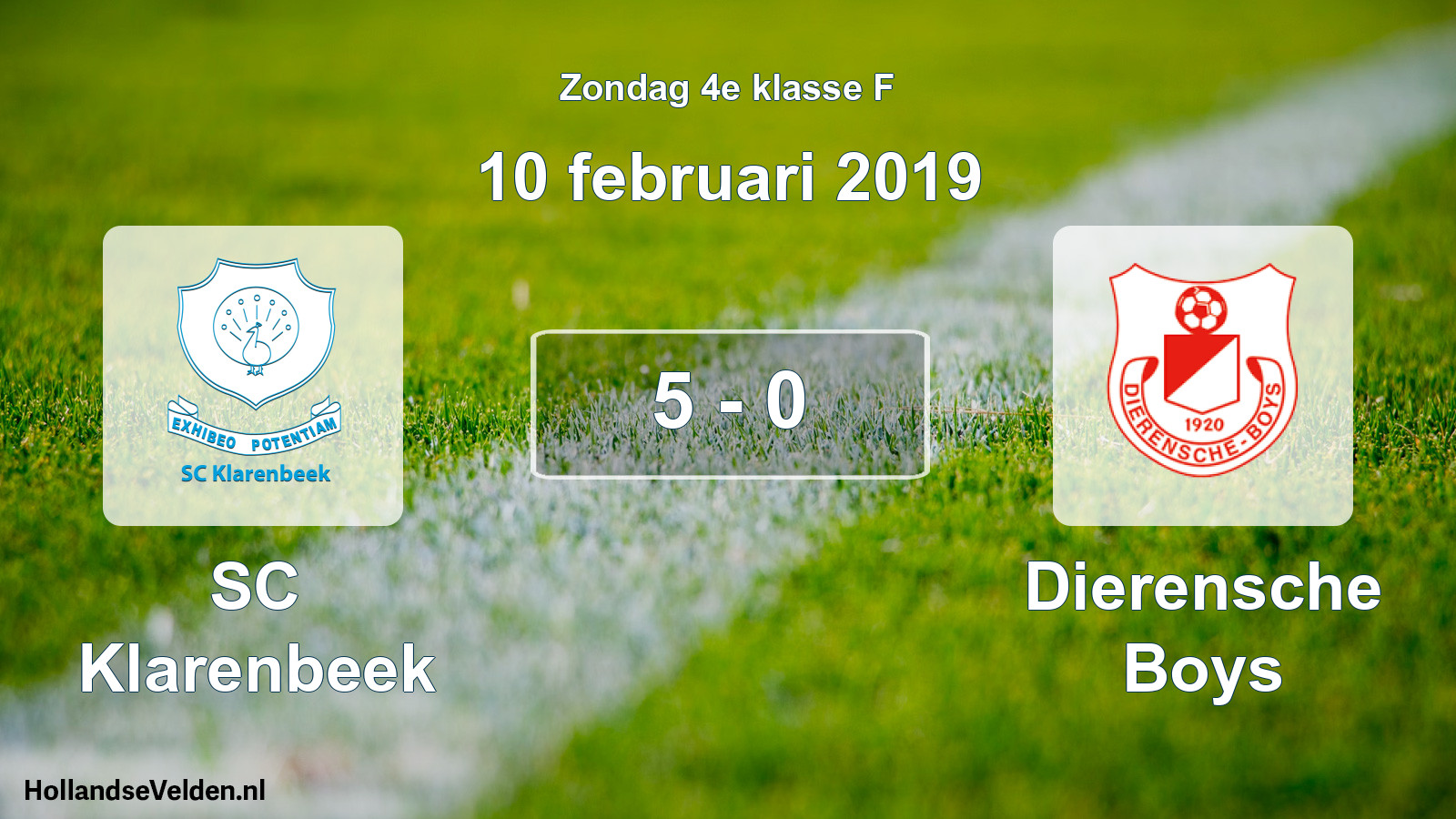 Total number of matches played: SC Klarenbeek - Dierensche Boys 5 - 0 (10 February 2019)