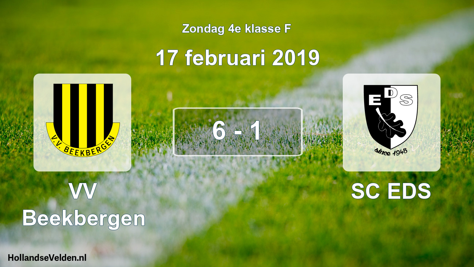 Total number of matches played: VV Beekbergen - SC EDS 6 - 1 (17 February 2019)