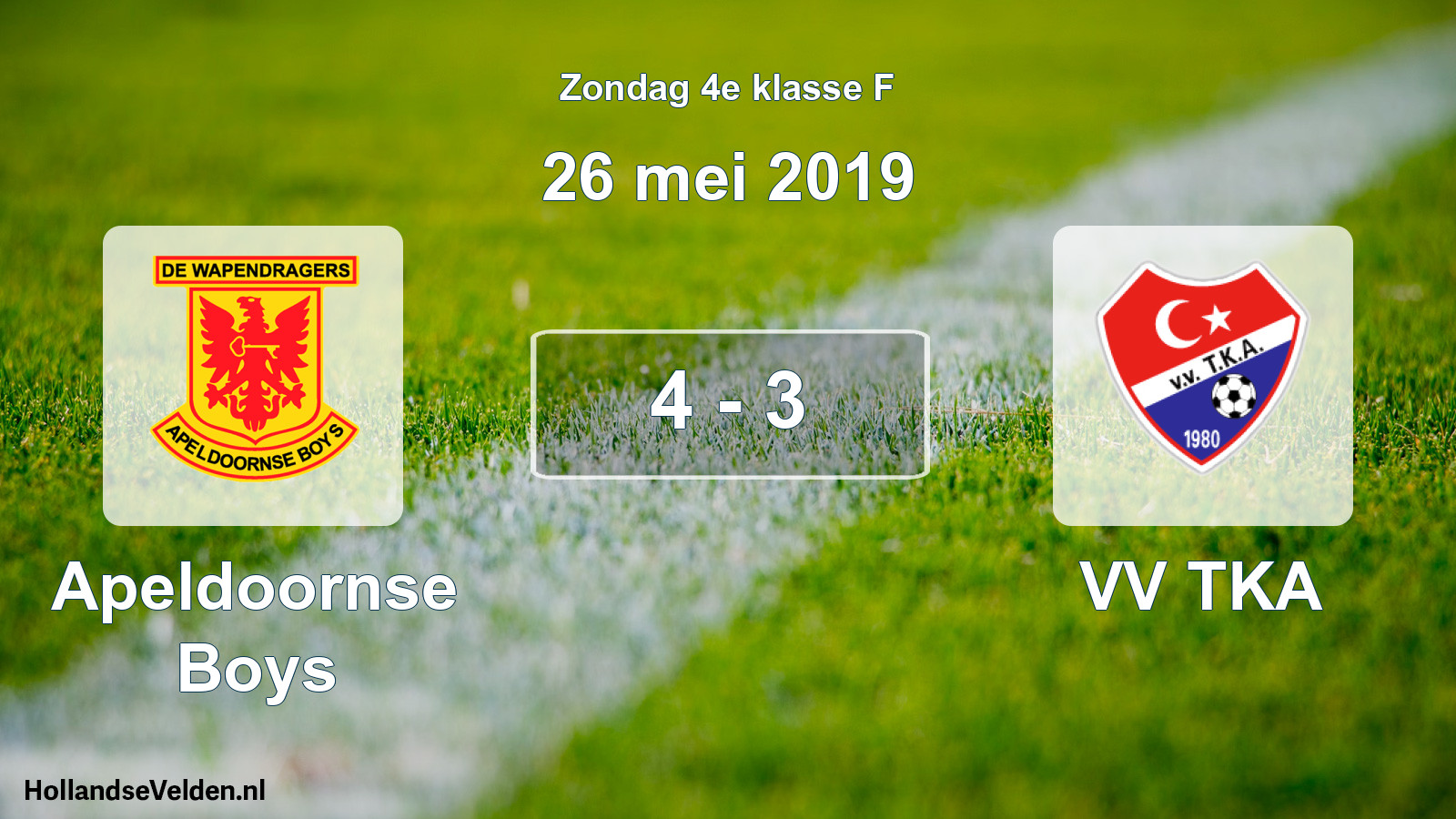 Total number of matches played: Apeldoornse Boys - VV TKA 4 - 3 (26 May 2019)