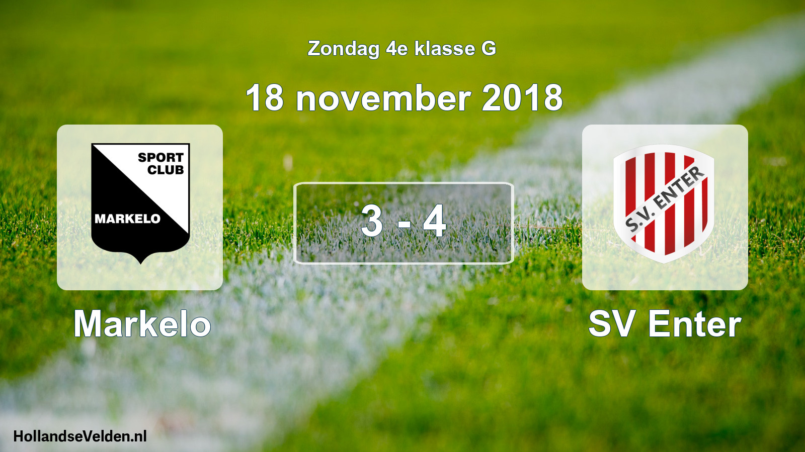 Total number of matches played: Markelo - SV Enter 3 - 4 (18 November 2018)