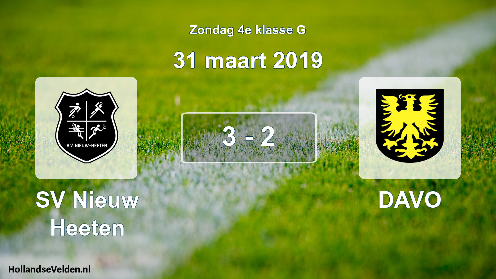 Total number of matches played: SV Nieuw Heeten - DAVO 3 - 2 (31 March 2019)