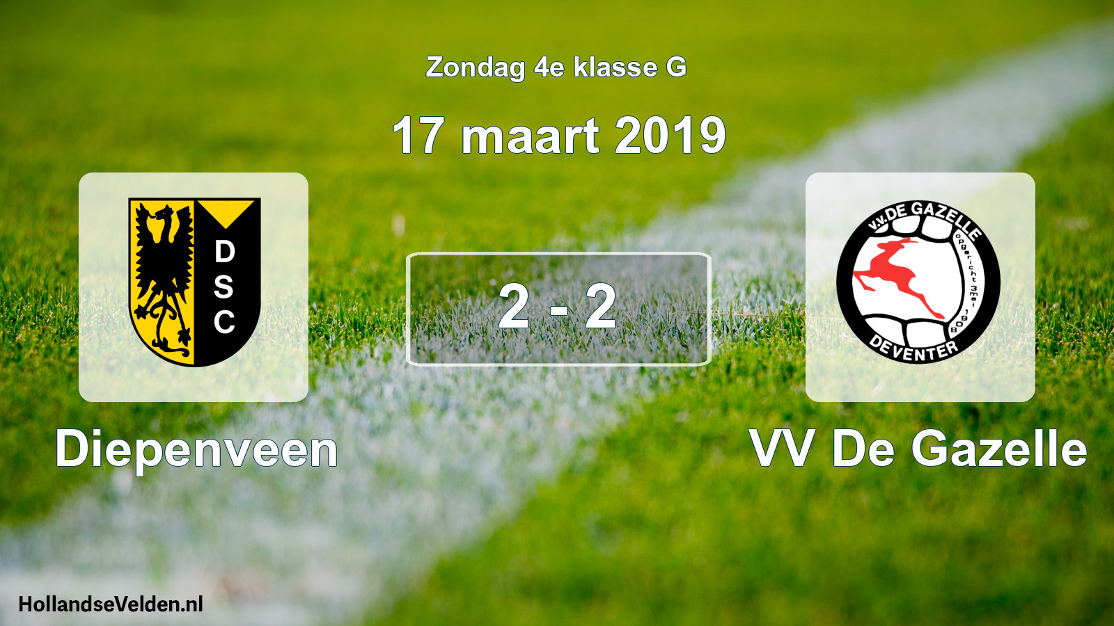 Total number of matches played: Diepenveen - VV De Gazelle 2 - 2 (17 March 2019)
