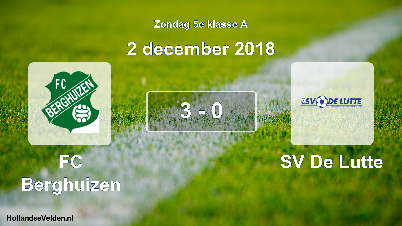 Total number of matches played: FC Berghuizen - SV De Lutte 3 - 0 (2 December 2018)
