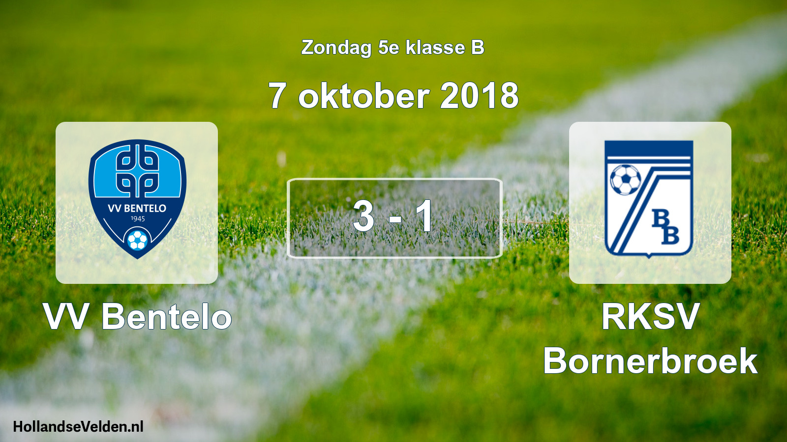 Total number of matches played: VV Bentelo - RKSV Bornerbroek 3 - 1 (7 October 2018)