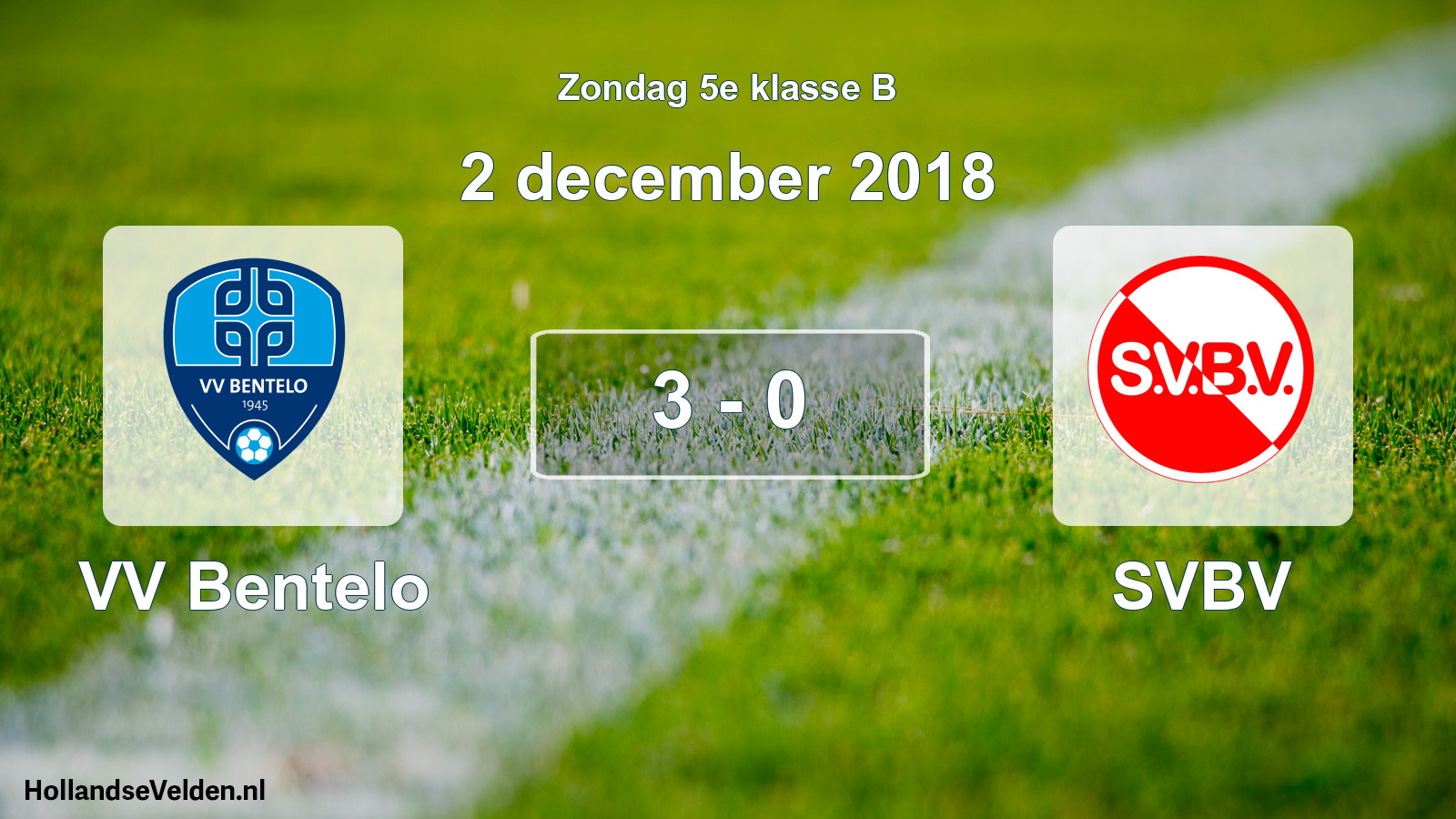 Total number of matches played: VV Bentelo - SVBV 3 - 0 (2 December 2018)