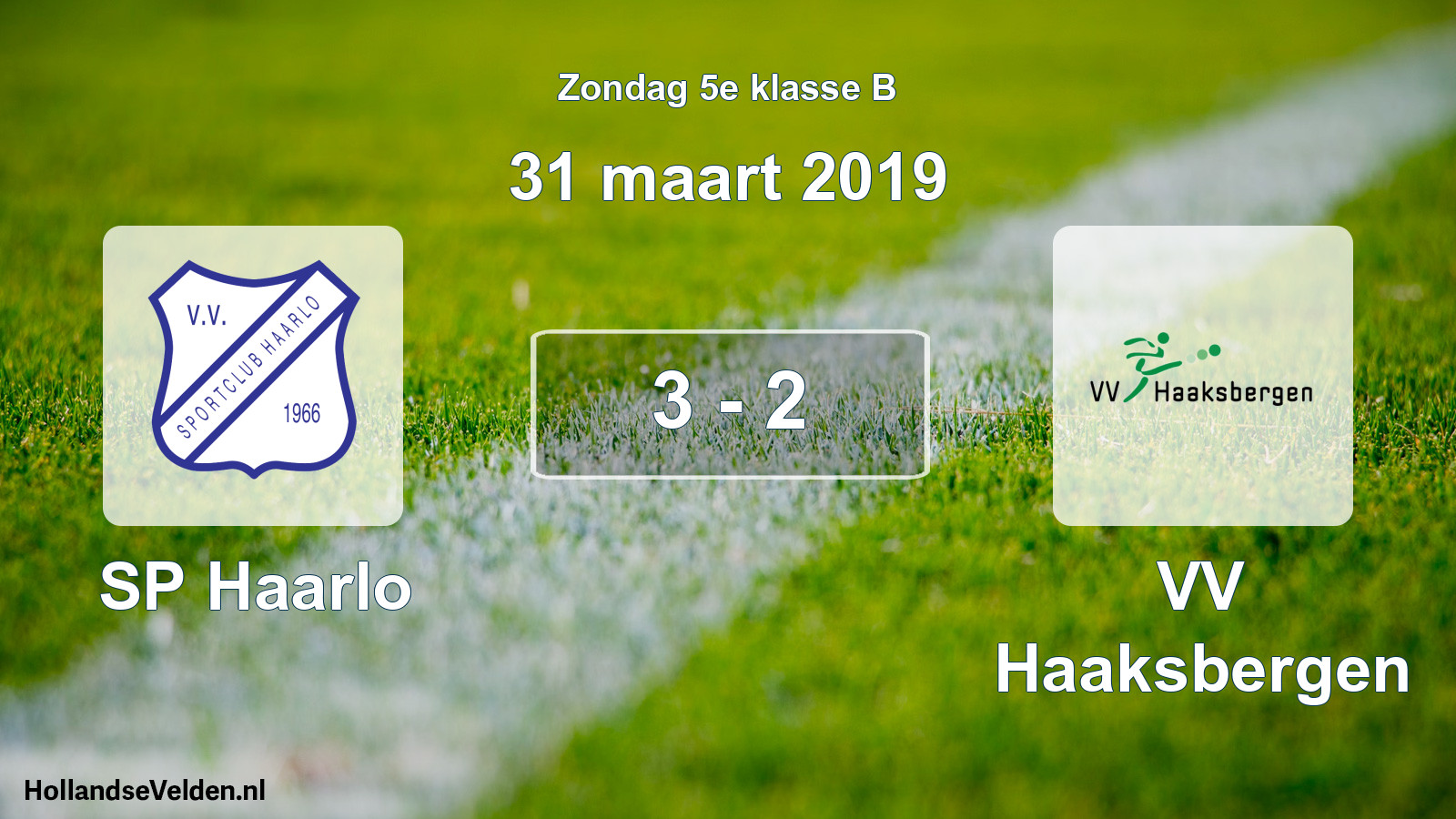 Total number of matches played: SP Haarlo - VV Haaksbergen 3 - 2 (31 March 2019)