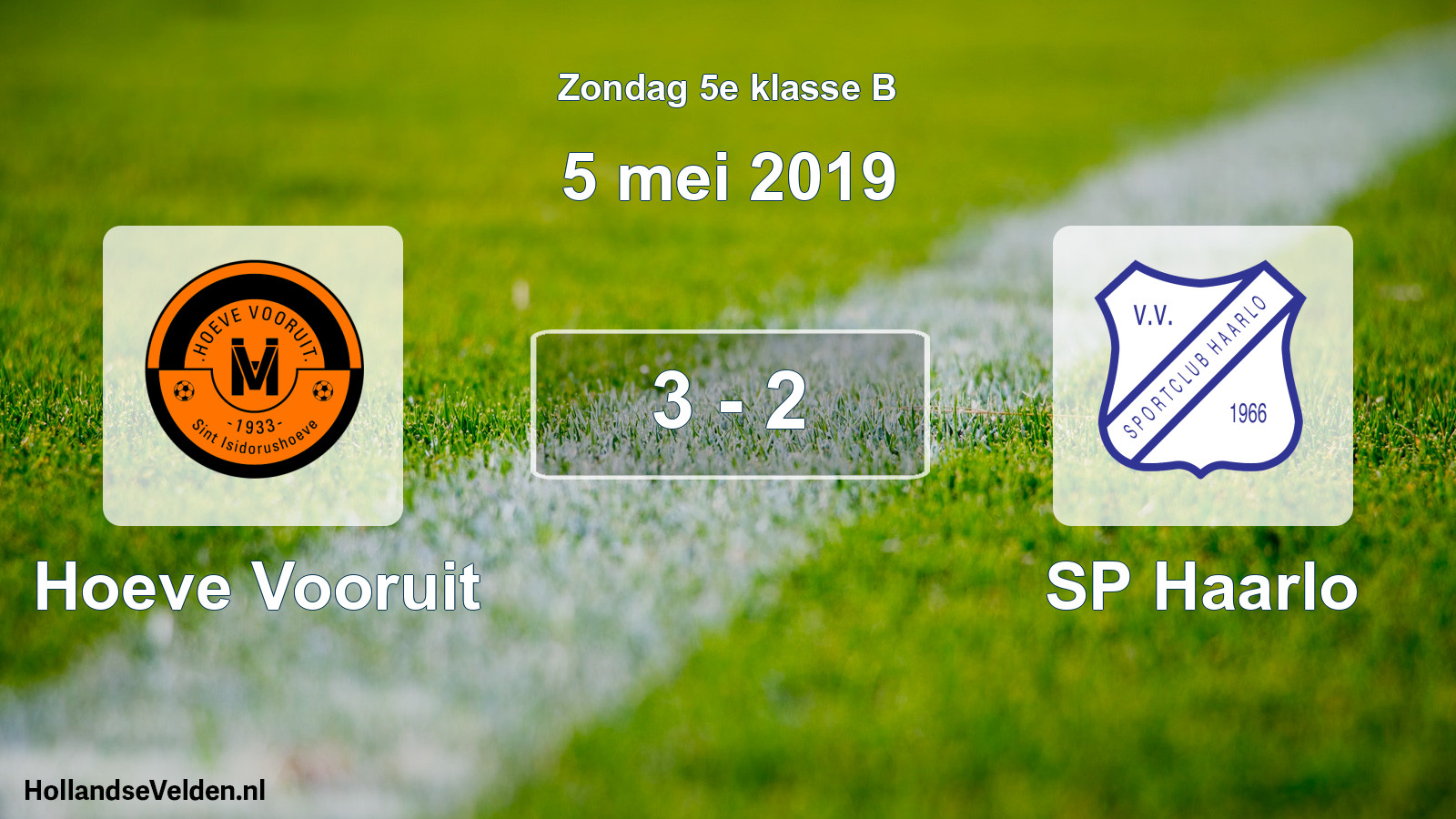 Total number of matches played: Hoeve Vooruit - SP Haarlo 3 - 2 (5 May 2019)