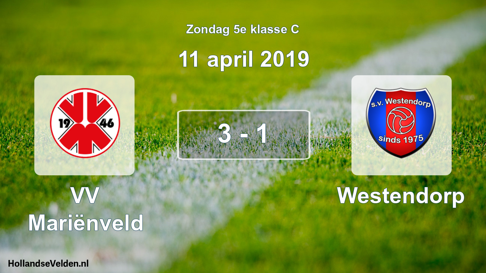Total number of matches played: VV Mariënveld - Westendorp 3 - 1 (11 April 2019)