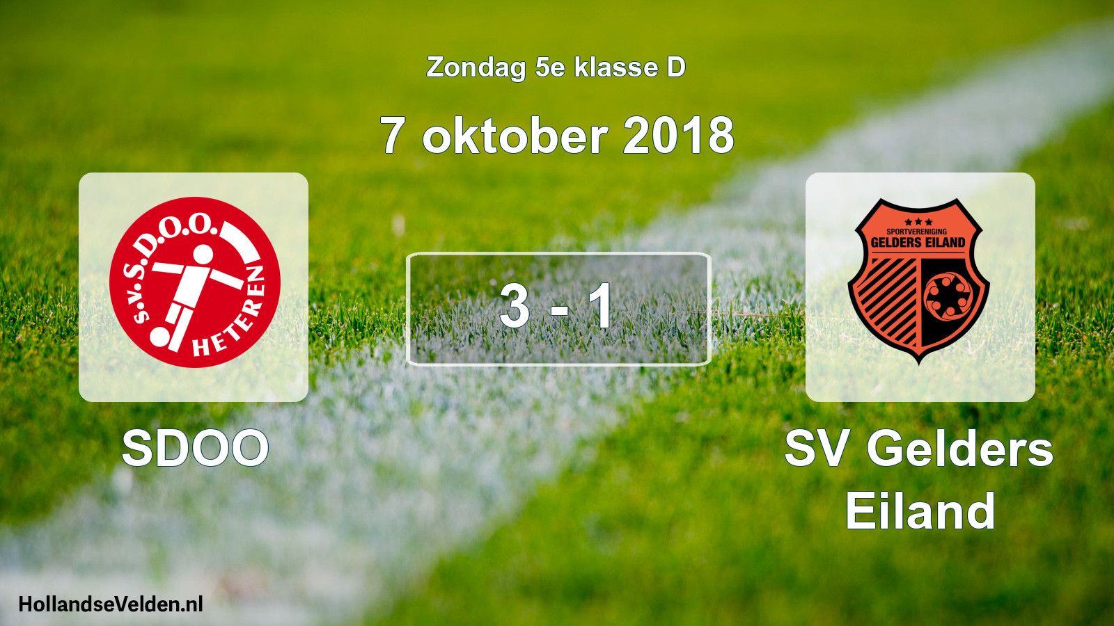 Total number of matches played: SDOO - SV Gelders Eiland 3 - 1 (7 October 2018)