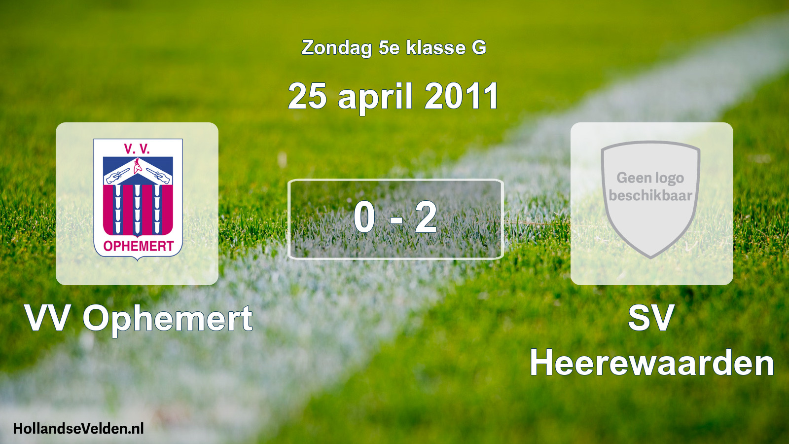 Total number of matches played: VV Ophemert - SV Heerewaarden 0 - 2 (25 April 2011)