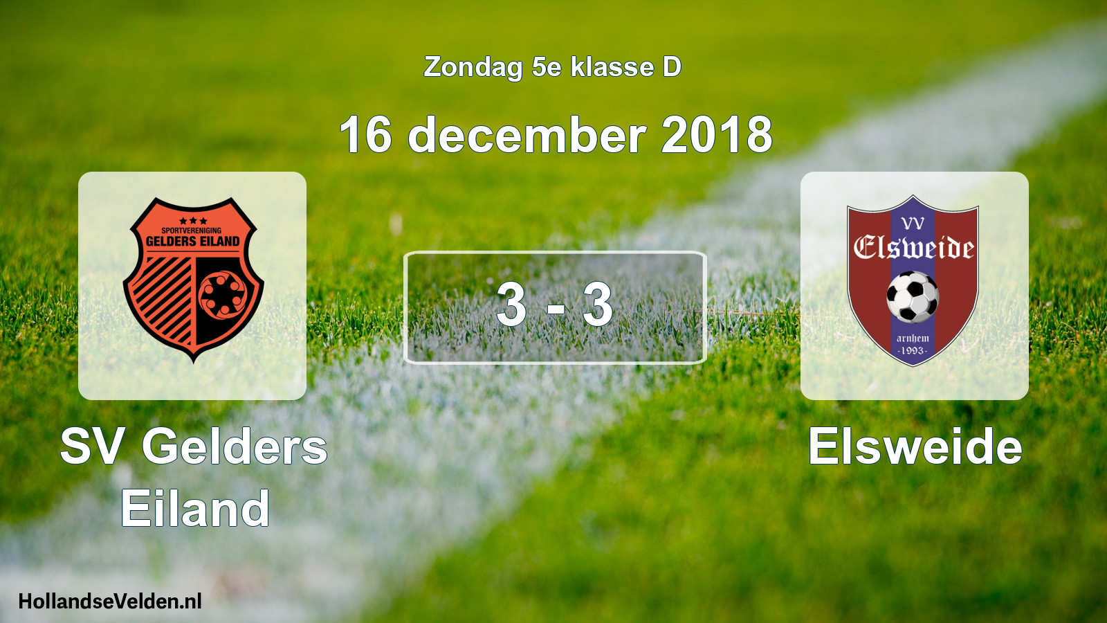 Total number of matches played: SV Gelders Eiland - Elsweide 3 - 3 (16 December 2018)