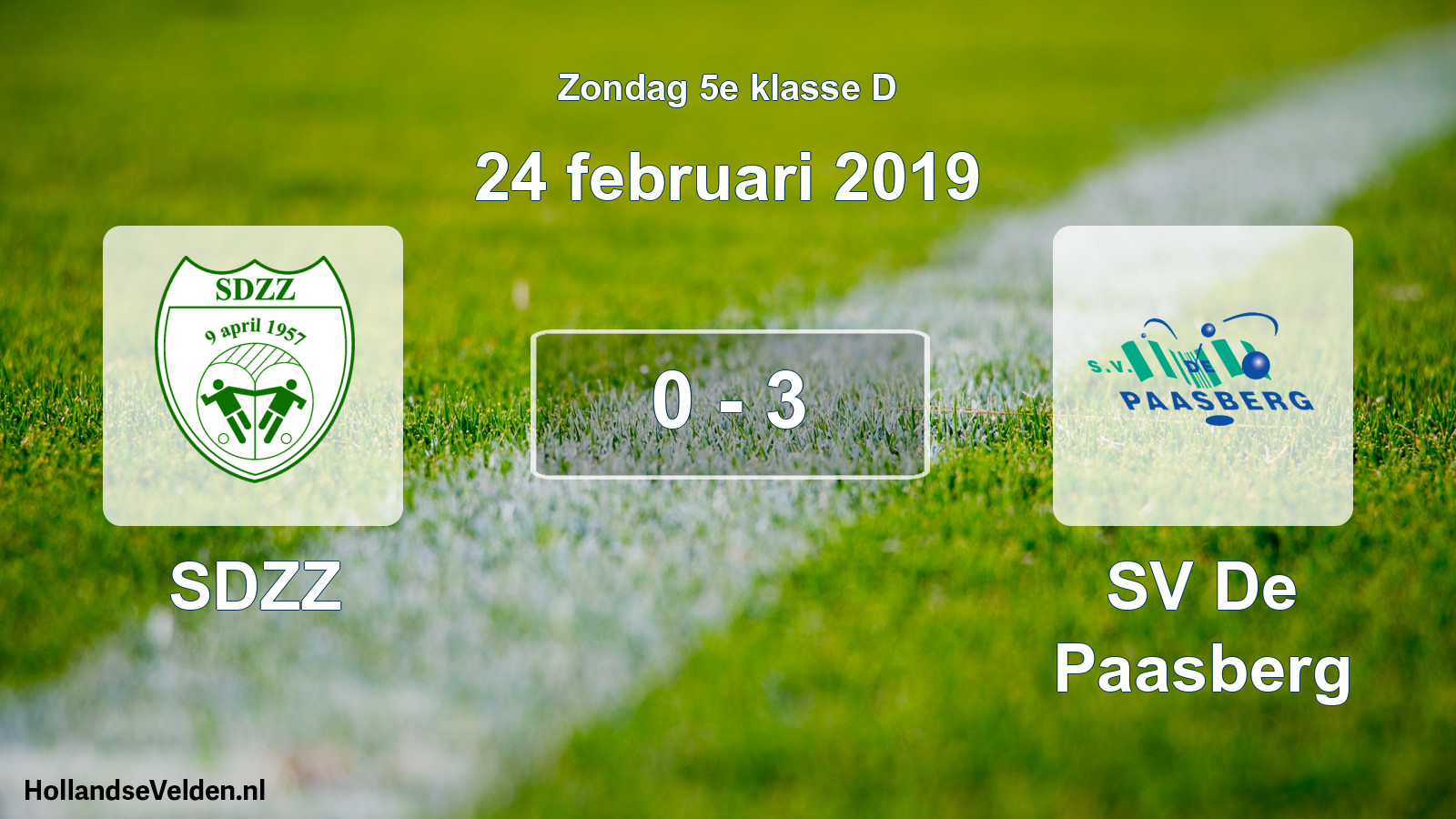 Total number of matches played: SDZZ - SV De Paasberg 0 - 3 (24 February 2019)
