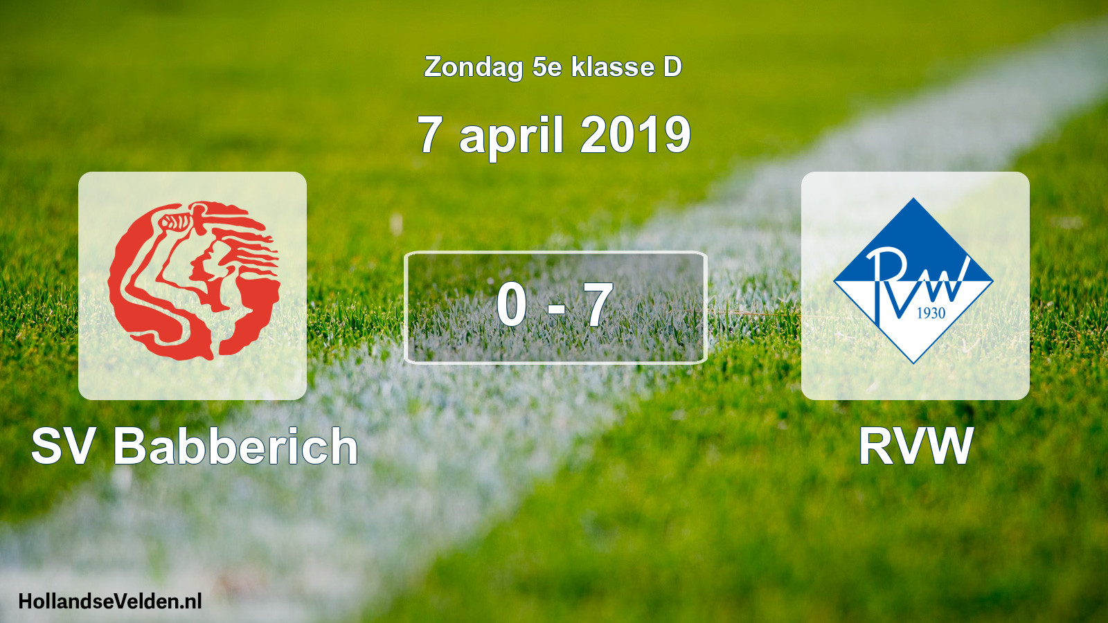 Total number of matches played: SV Babberich - RVW 0 - 7 (7 April 2019)