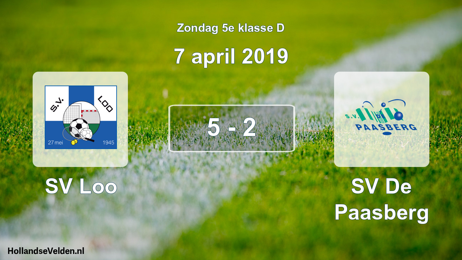 Total number of matches played: SV Loo - SV De Paasberg 5 - 2 (7 April 2019)