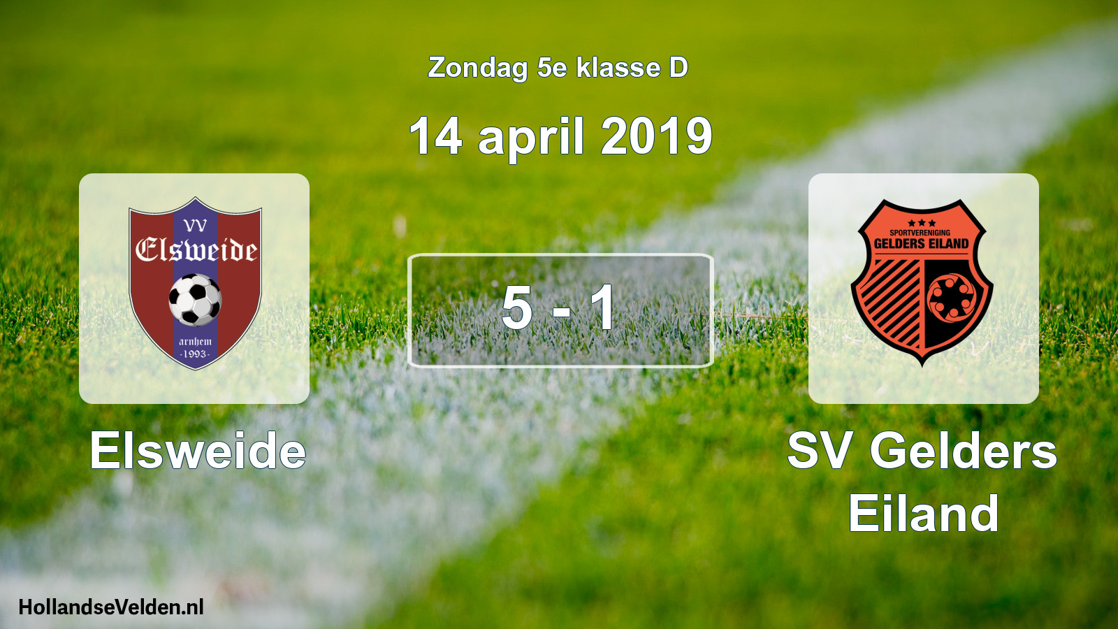 Total number of matches played: Elsweide - SV Gelders Eiland 5 - 1 (14 April 2019)