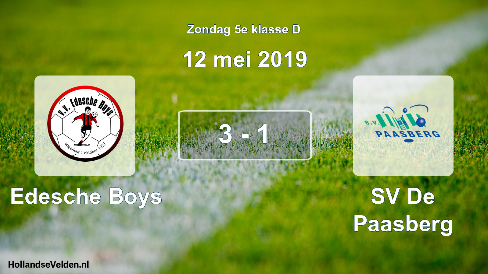 Total number of matches played: Edesche Boys - SV De Paasberg 3 - 1 (12 May 2019)