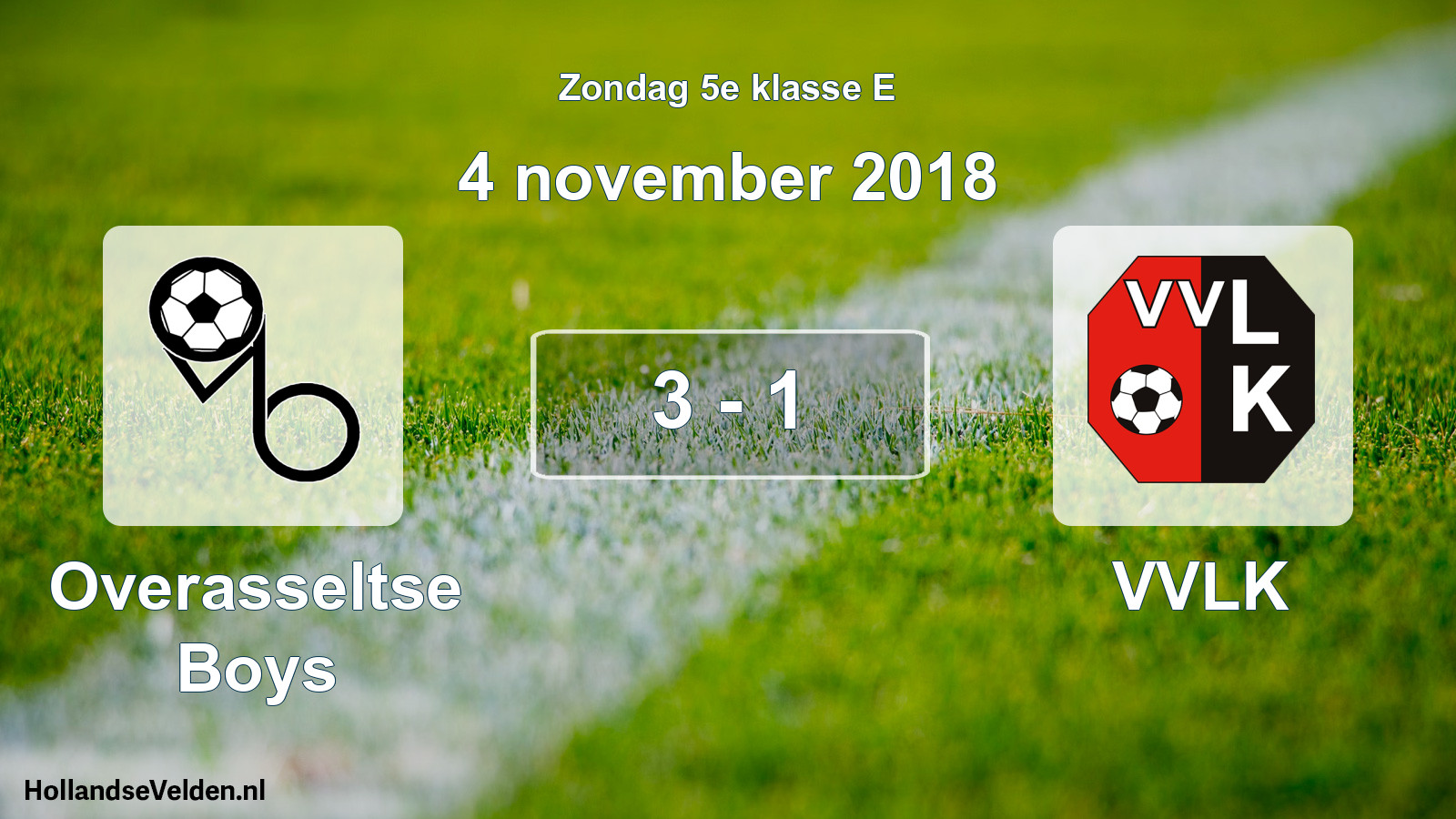 Total number of matches played: Overasseltse Boys - VVLK 3 - 1 (4 November 2018)