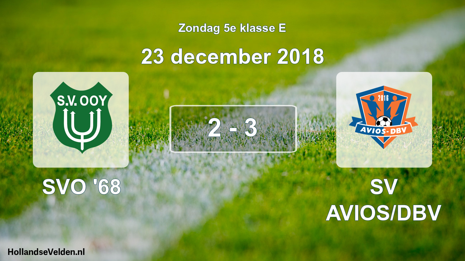 Total number of matches played: SVO '68 - SV AVIOS/DBV 2 - 3 (23 December 2018)