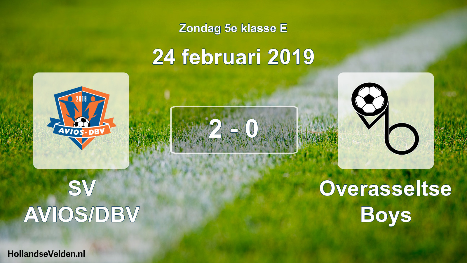 Total number of matches played: SV AVIOS/DBV - Overasseltse Boys 2 - 0 (24 February 2019)