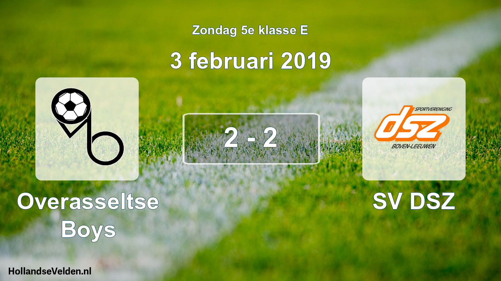 Total number of matches played: Overasseltse Boys - SV DSZ 2 - 2 (3 February 2019)