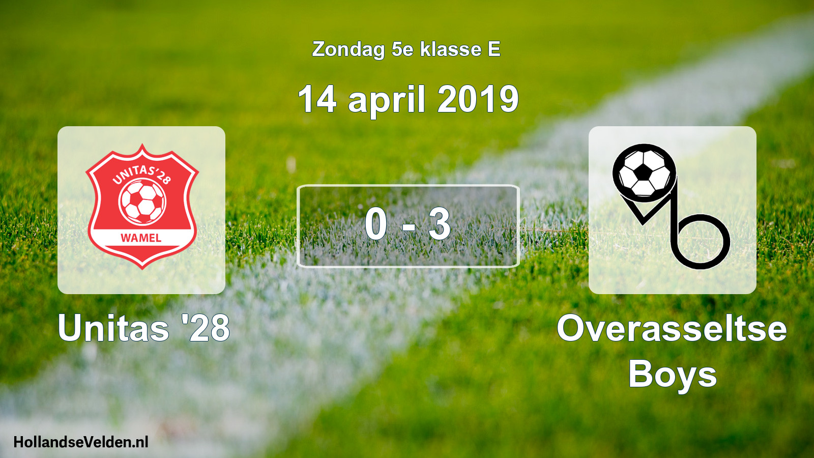 Total number of matches played: Unitas '28 - Overasseltse Boys 0 - 3 (14 April 2019)