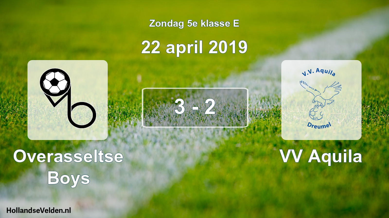 Total number of matches played: Overasseltse Boys - VV Aquila 3 - 2 (22 April 2019)
