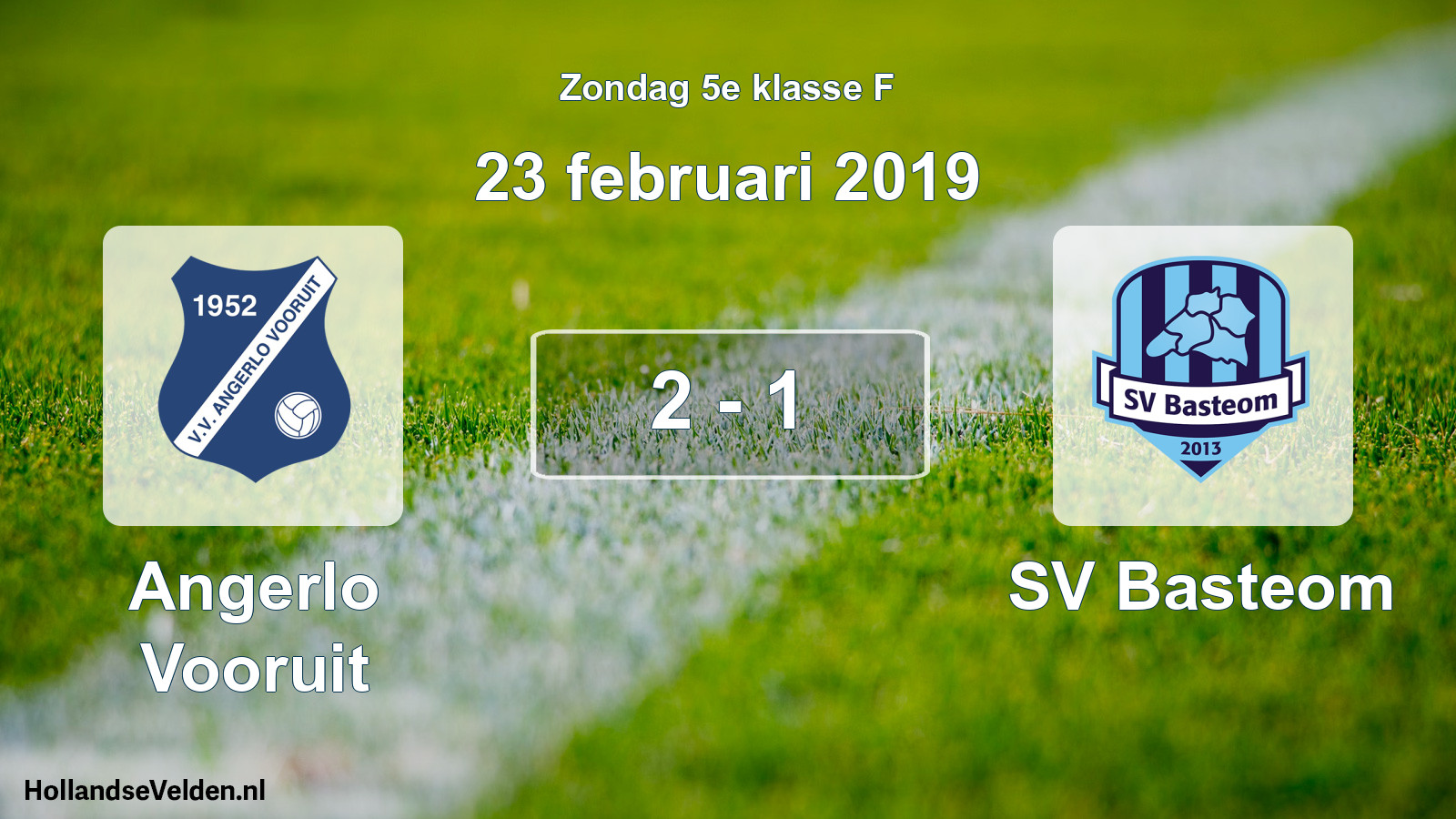Total number of matches played: Angerlo Vooruit - SV Basteom 2 - 1 (23 February 2019)