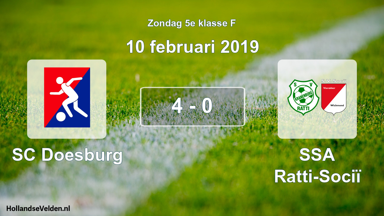 Total number of matches played: SC Doesburg - SSA Ratti-Sociï 4 - 0 (10 February 2019)