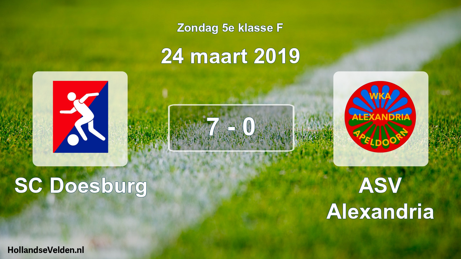 Total number of matches played: SC Doesburg - ASV Alexandria 7 - 0 (24 March 2019)