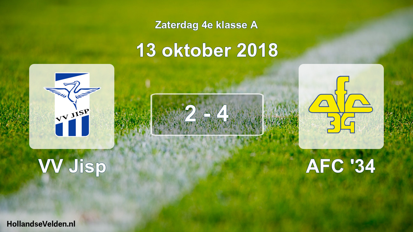 Total number of matches played: VV Jisp - AFC '34 2 - 4 (13 October 2018)