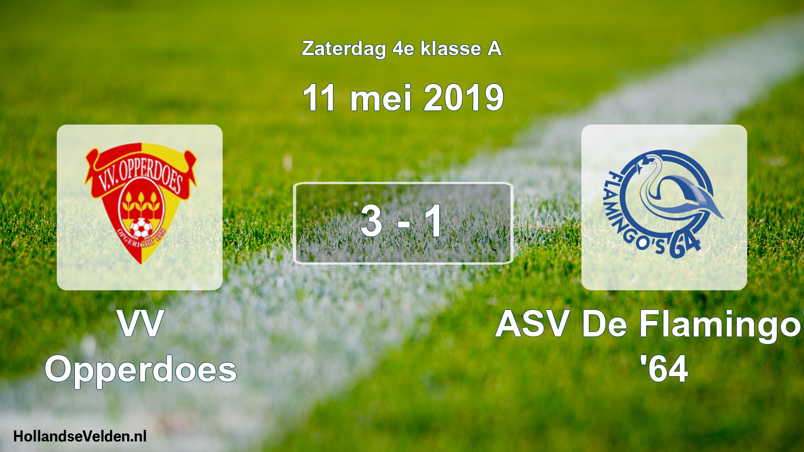 Total number of matches played: VV Opperdoes - ASV De Flamingo's '64 3 - 1 (11 May 2019)