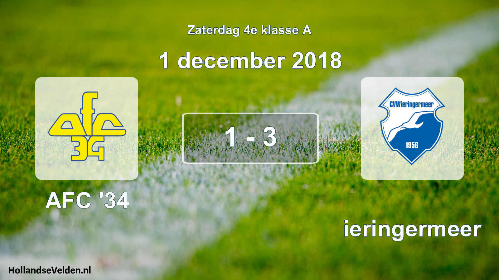 Total number of matches played: AFC '34 - Wieringermeer 1 - 3 (1 December 2018)