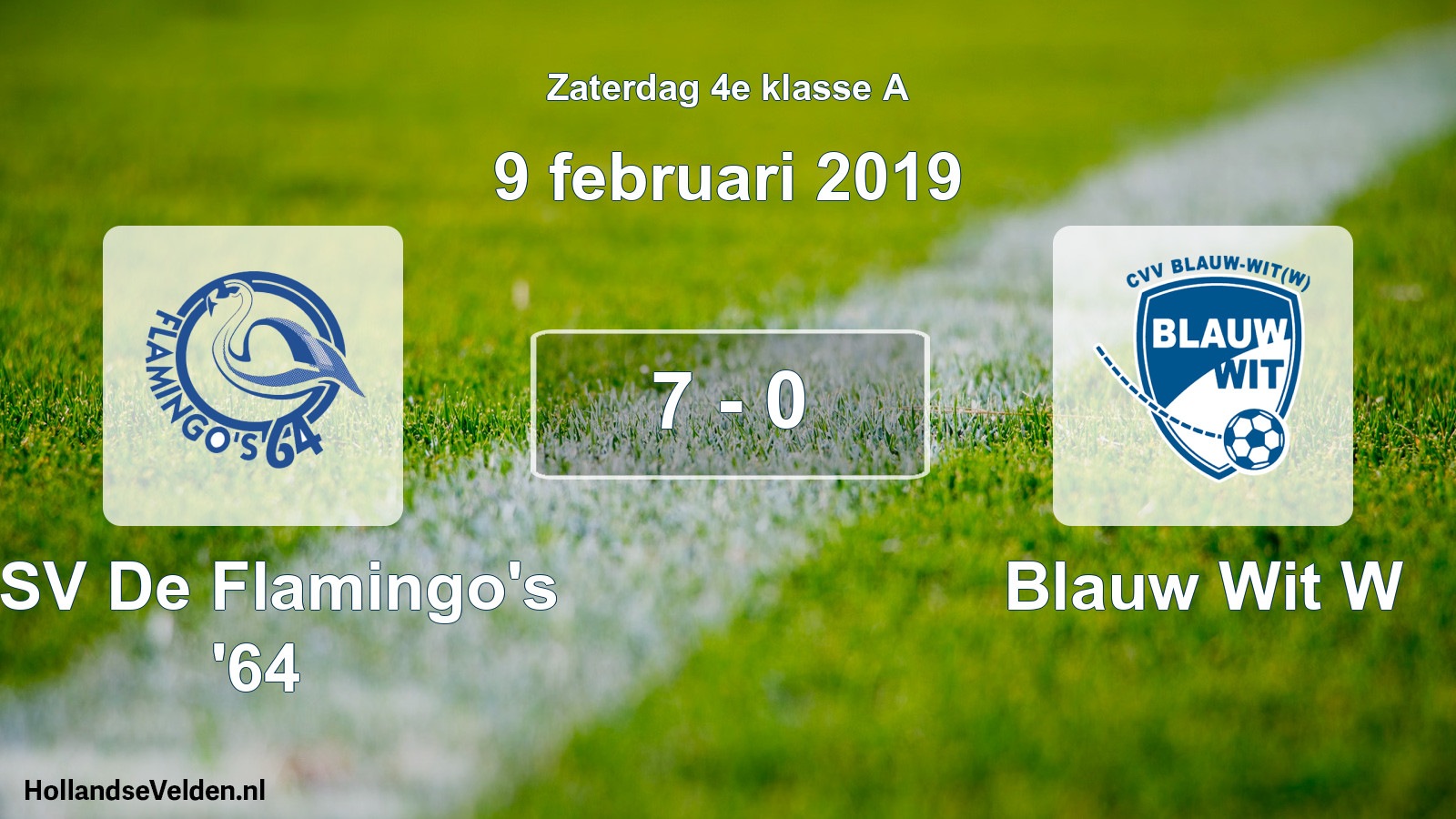 Total number of matches played: ASV De Flamingo's '64 - Blauw Wit W 7 - 0 (9 February 2019)