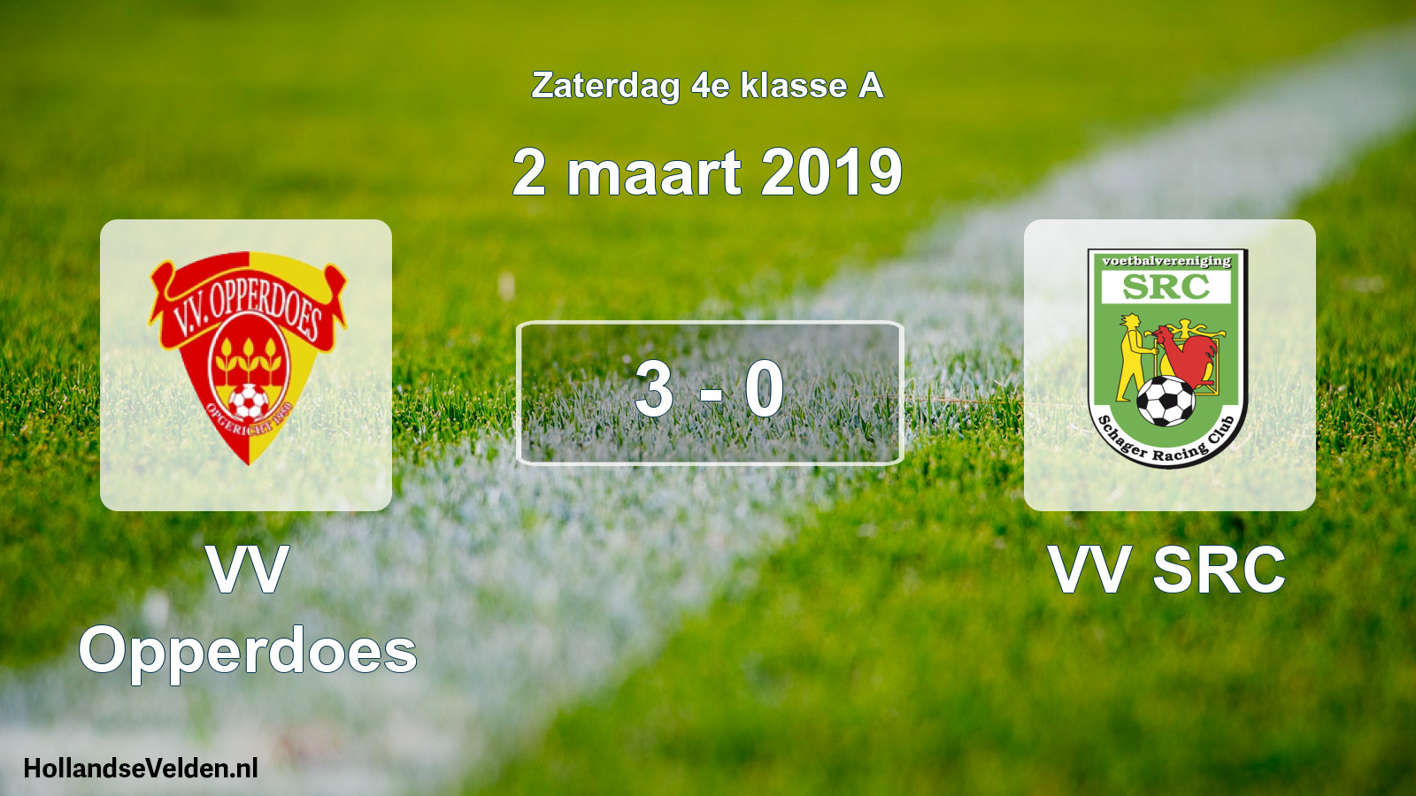 Total number of matches played: VV Opperdoes - VV SRC 3 - 0 (2 March 2019)