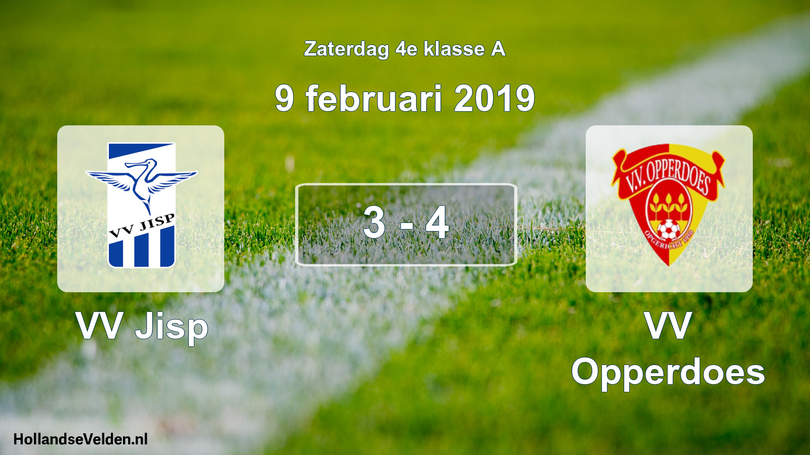 Total number of matches played: VV Jisp - VV Opperdoes 3 - 4 (9 February 2019)