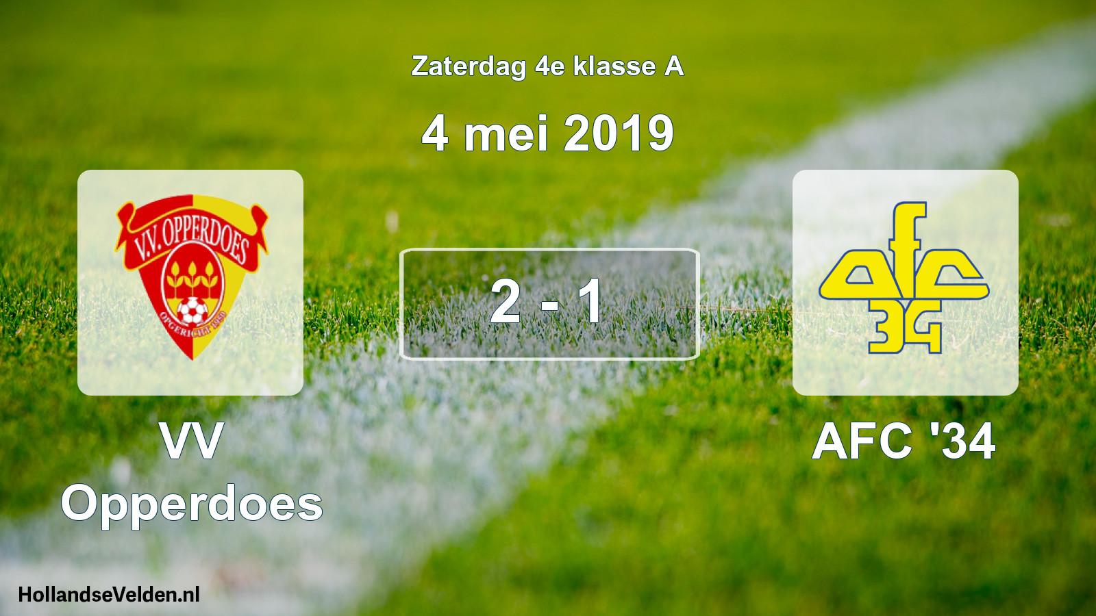 Total number of matches played: VV Opperdoes - AFC '34 2 - 1 (4 May 2019)