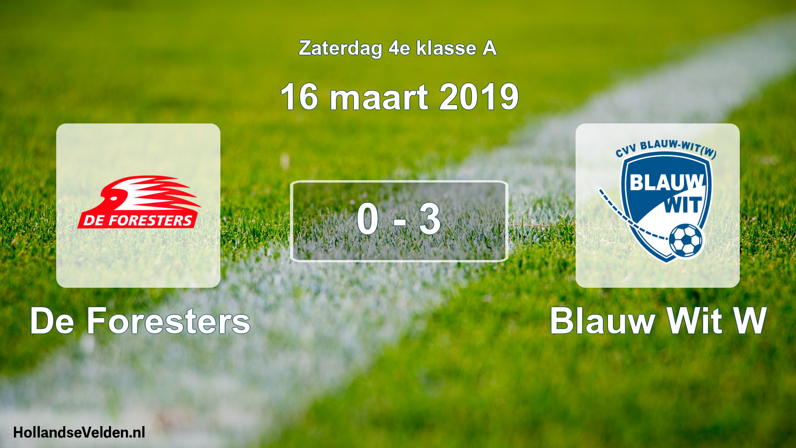 Total number of matches played: De Foresters - Blauw Wit W 0 - 3 (16 March 2019)