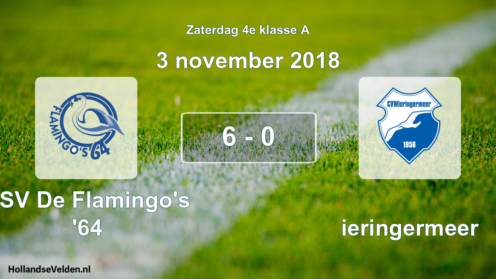 Total number of matches played: ASV De Flamingo's '64 - Wieringermeer 6 - 0 (3 November 2018)