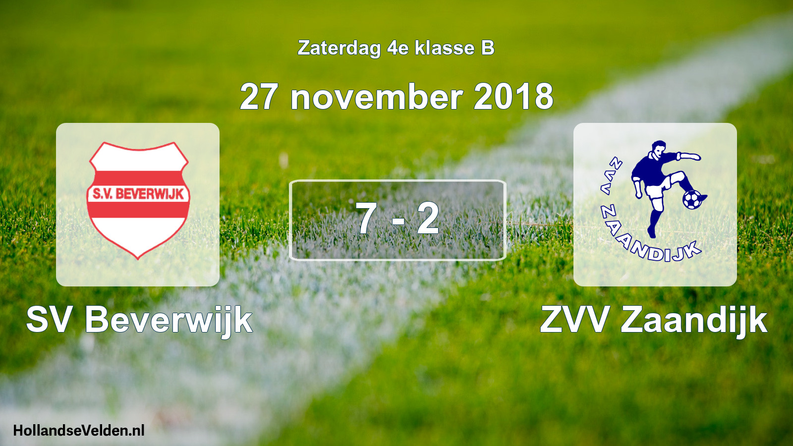 Total number of matches played: SV Beverwijk - ZVV Zaandijk 7 - 2 (27 November 2018)