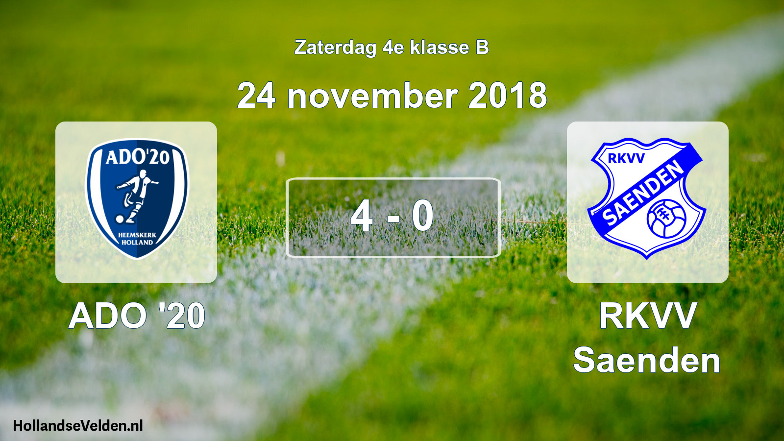 Total number of matches played: ADO '20 - RKVV Saenden 4 - 0 (24 November 2018)