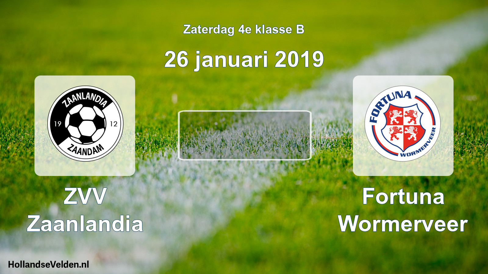 Scheduled Match: ZVV Zaanlandia - Fortuna Wormerveer (26 January 2019)