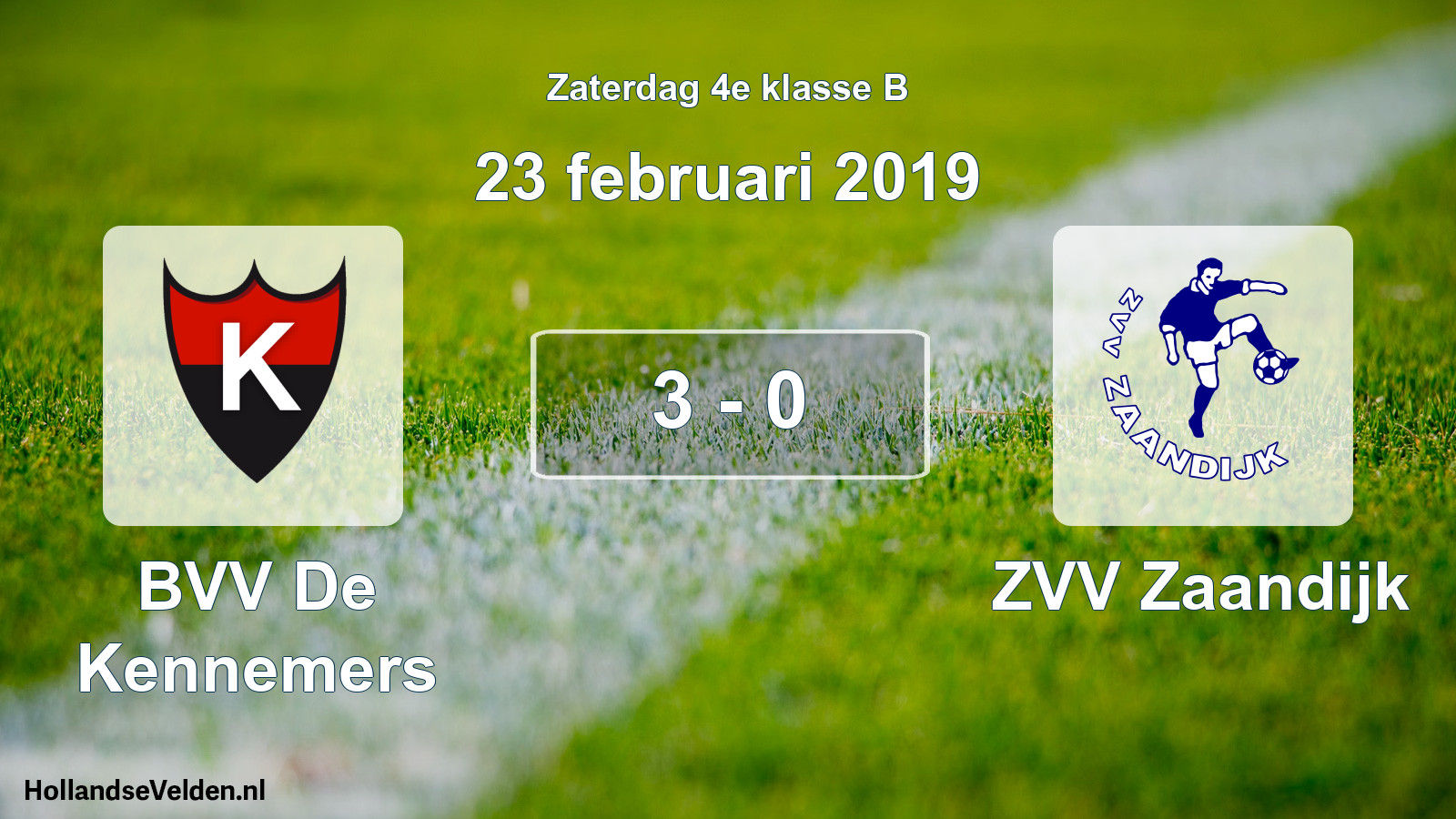 Total number of matches played: BVV De Kennemers - ZVV Zaandijk 3 - 0 (23 February 2019)