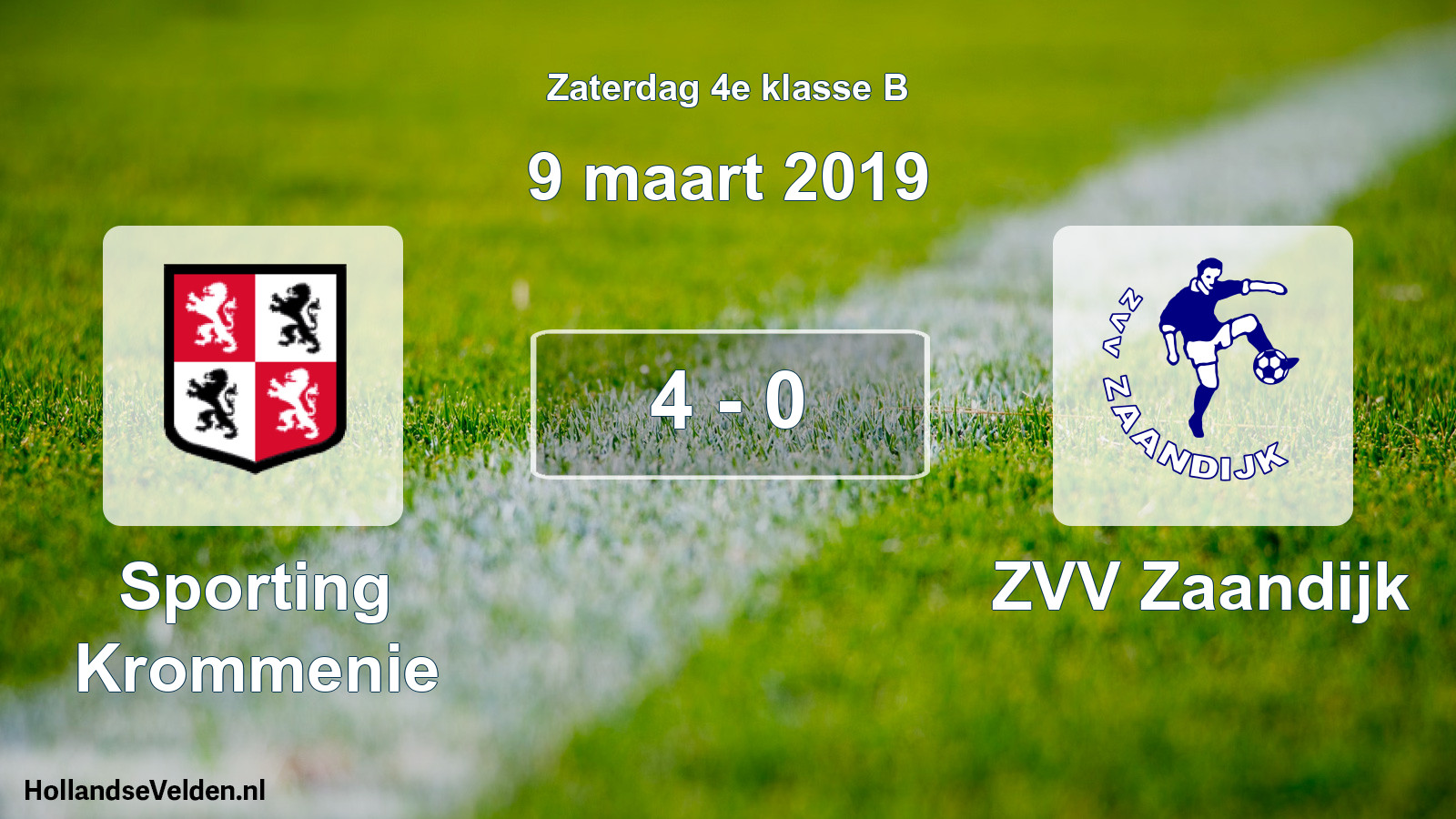 Total number of matches played: Sporting Krommenie - ZVV Zaandijk 4 - 0 (9 March 2019)