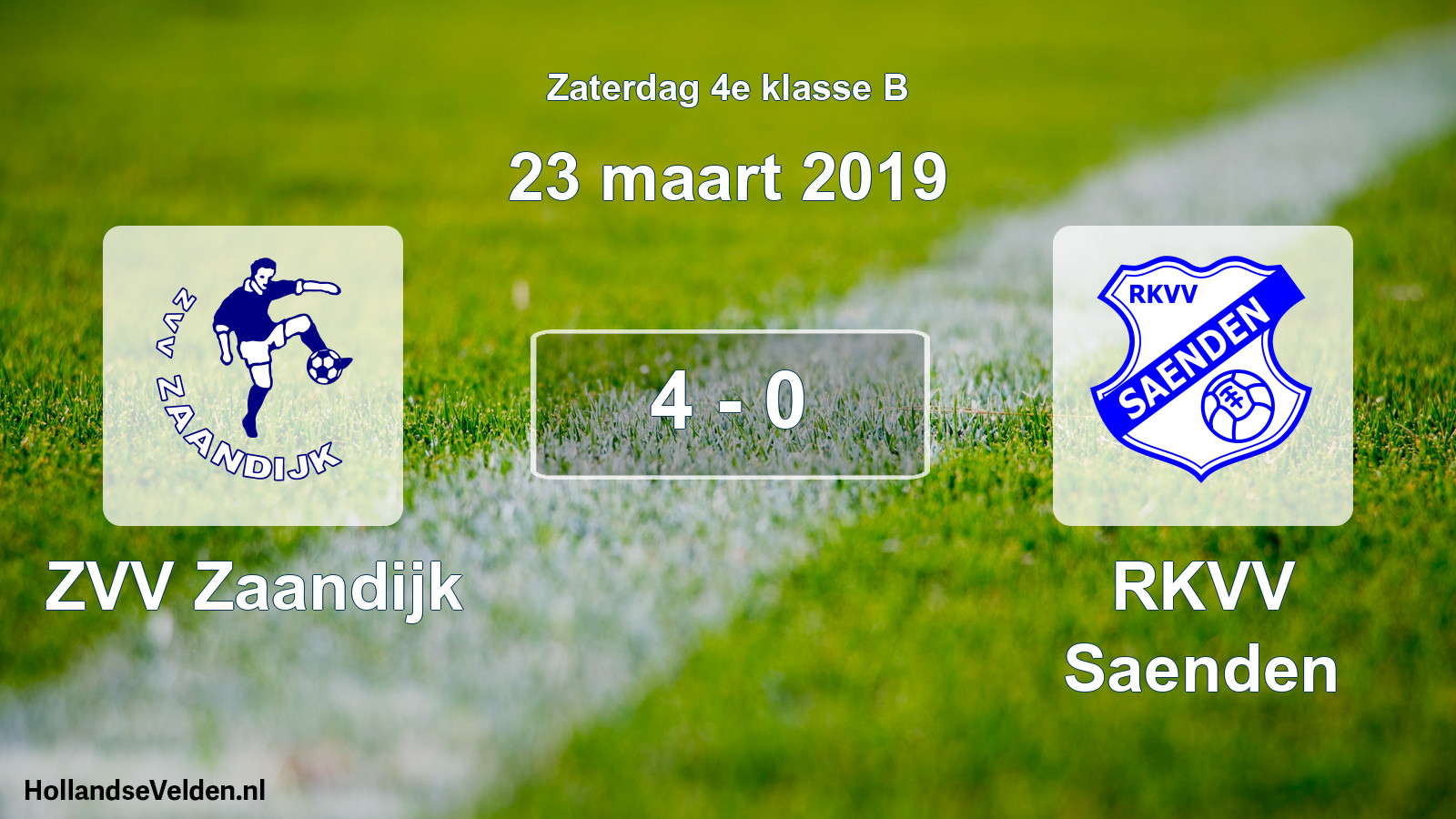 Total number of matches played: ZVV Zaandijk - RKVV Saenden 4 - 0 (23 March 2019)