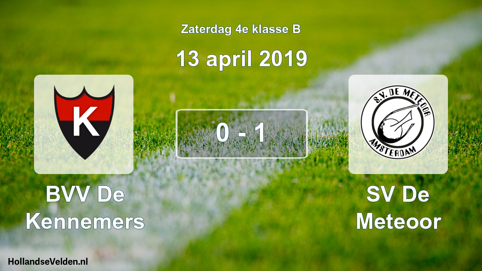 Total number of matches played: BVV De Kennemers - SV De Meteoor 0 - 1 (13 April 2019)