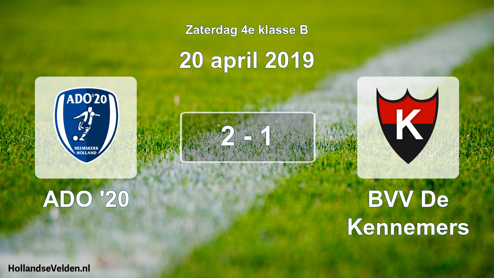 Total number of matches played: ADO '20 - BVV De Kennemers 2 - 1 (20 April 2019)